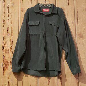 Wrangler Fleece Shirt Jacket Button Up Green Mens Size XL